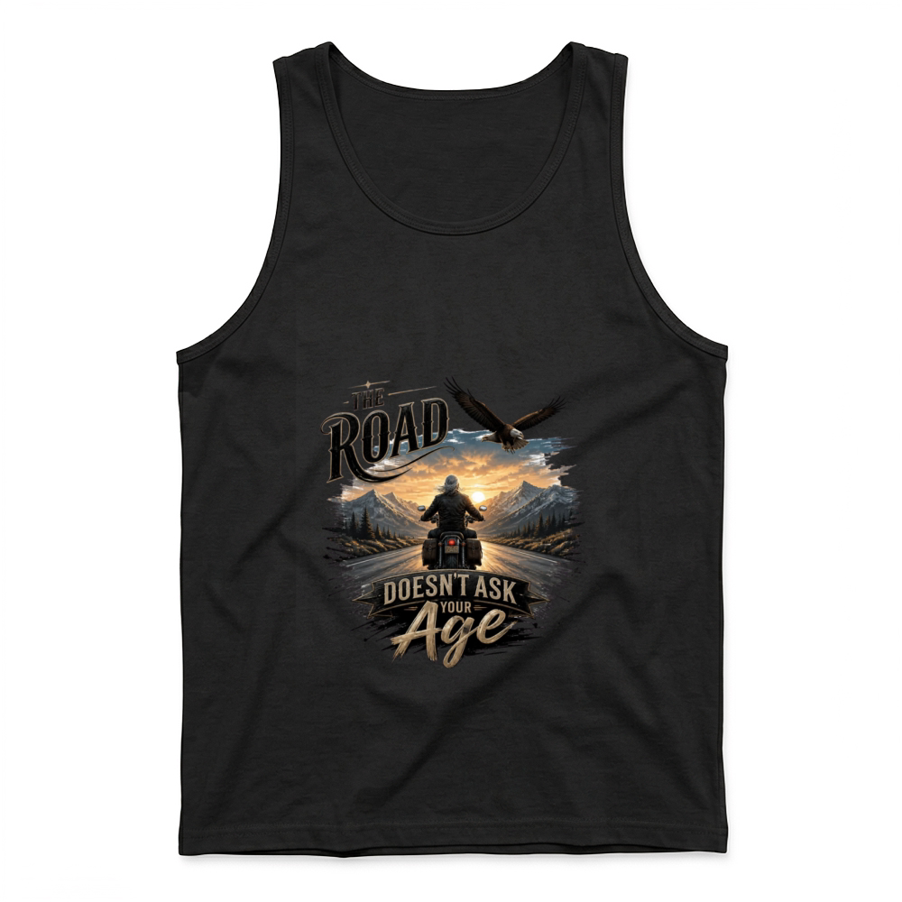 Product The Road Doesn't Ask Your Age gift for grandpa Tank Top