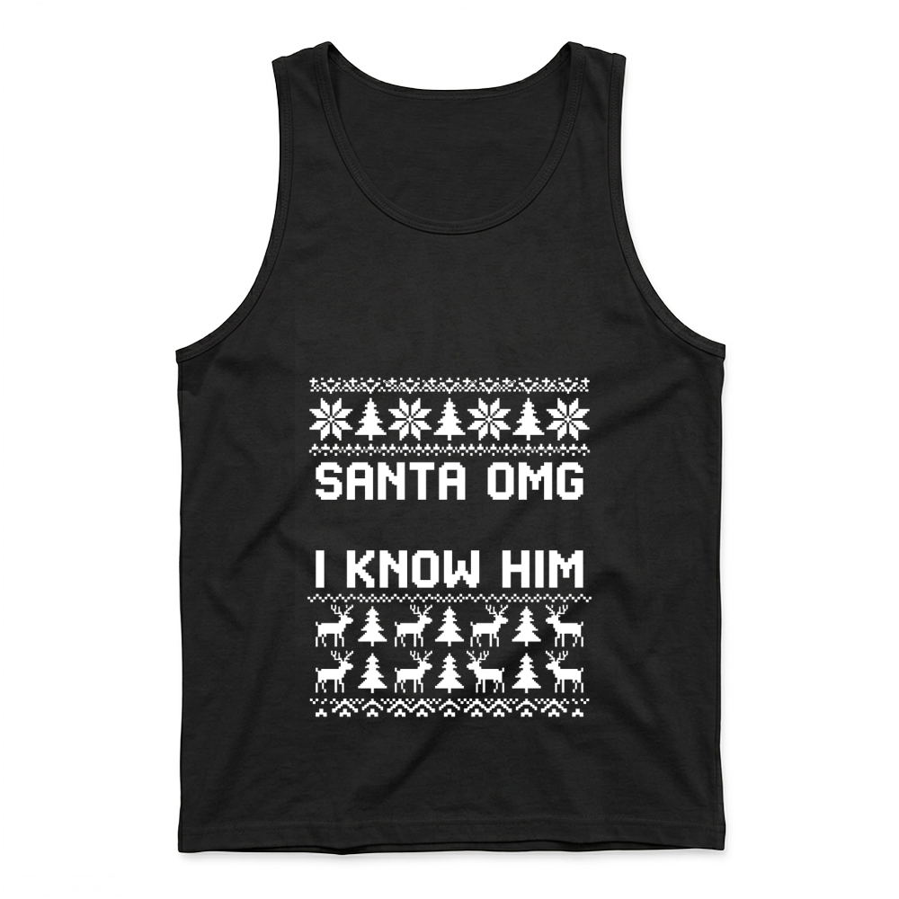 Product Christmas Santa Reindeer Tree Ugly Tank Top
