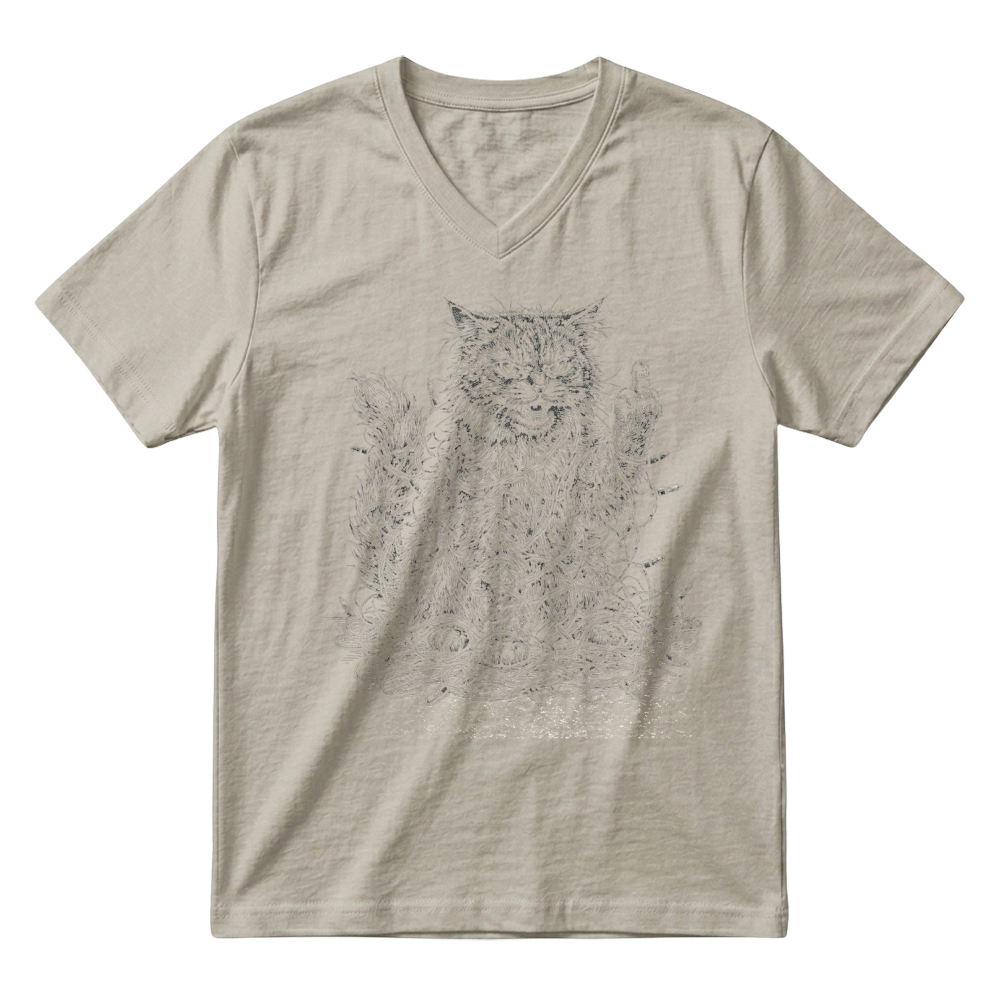 Product Cat Christmas Lights Middlefinger Humor V-Neck T-shirt