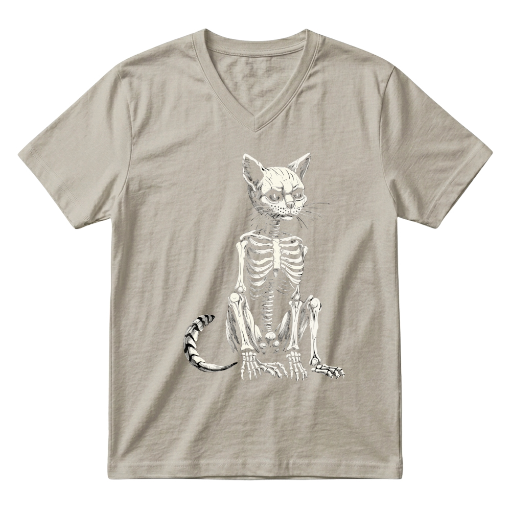 Product Skeleton Cat Halloween Spooky Feline V-Neck T-shirt