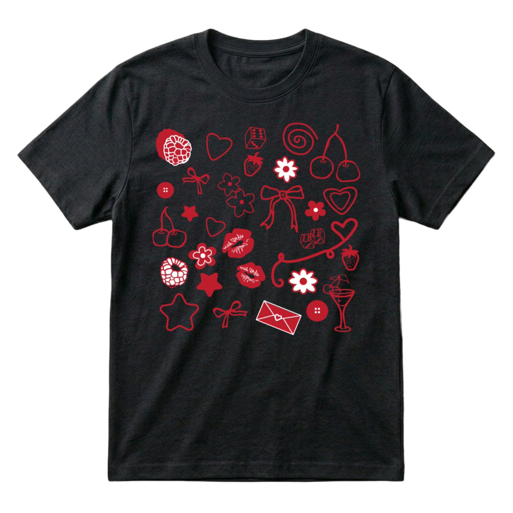 Product Crimson Vintage Love Doodles - Cpllage T-Shirt