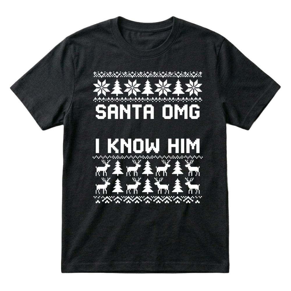 Product Christmas Santa Reindeer Tree Ugly T-Shirt