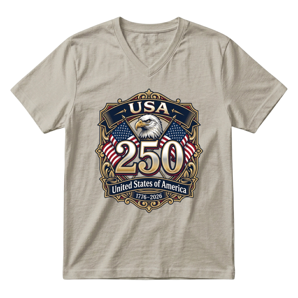 Product USA 250th Anniversary Eagle Patriotic Emblem V-Neck T-shirt