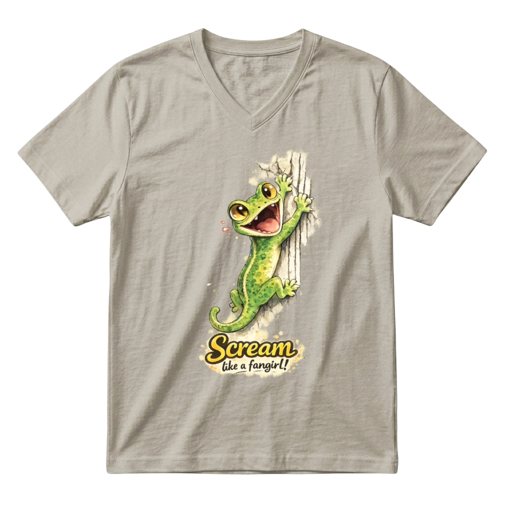 Product GeFunny Gecko Fangirl Quote V-Neck T-shirt