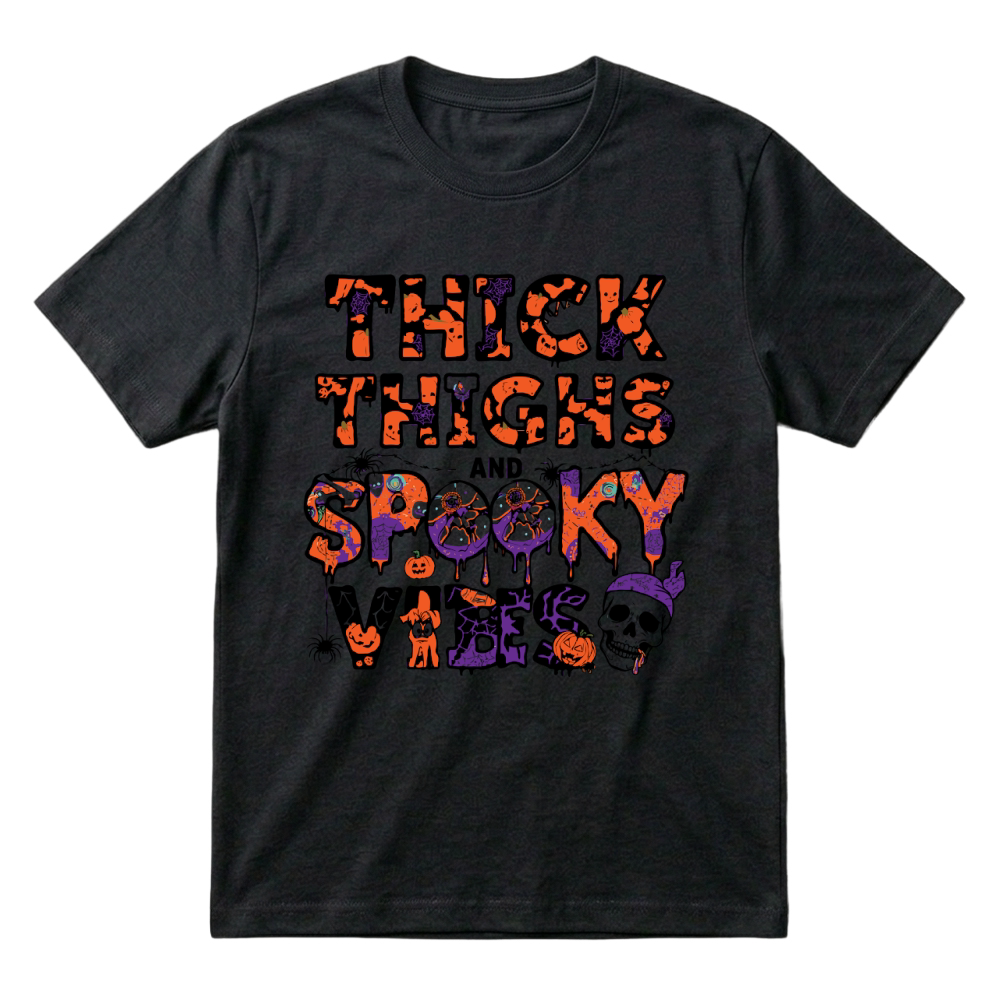 Product thick thichs and spooky vibes halloween T-Shirt