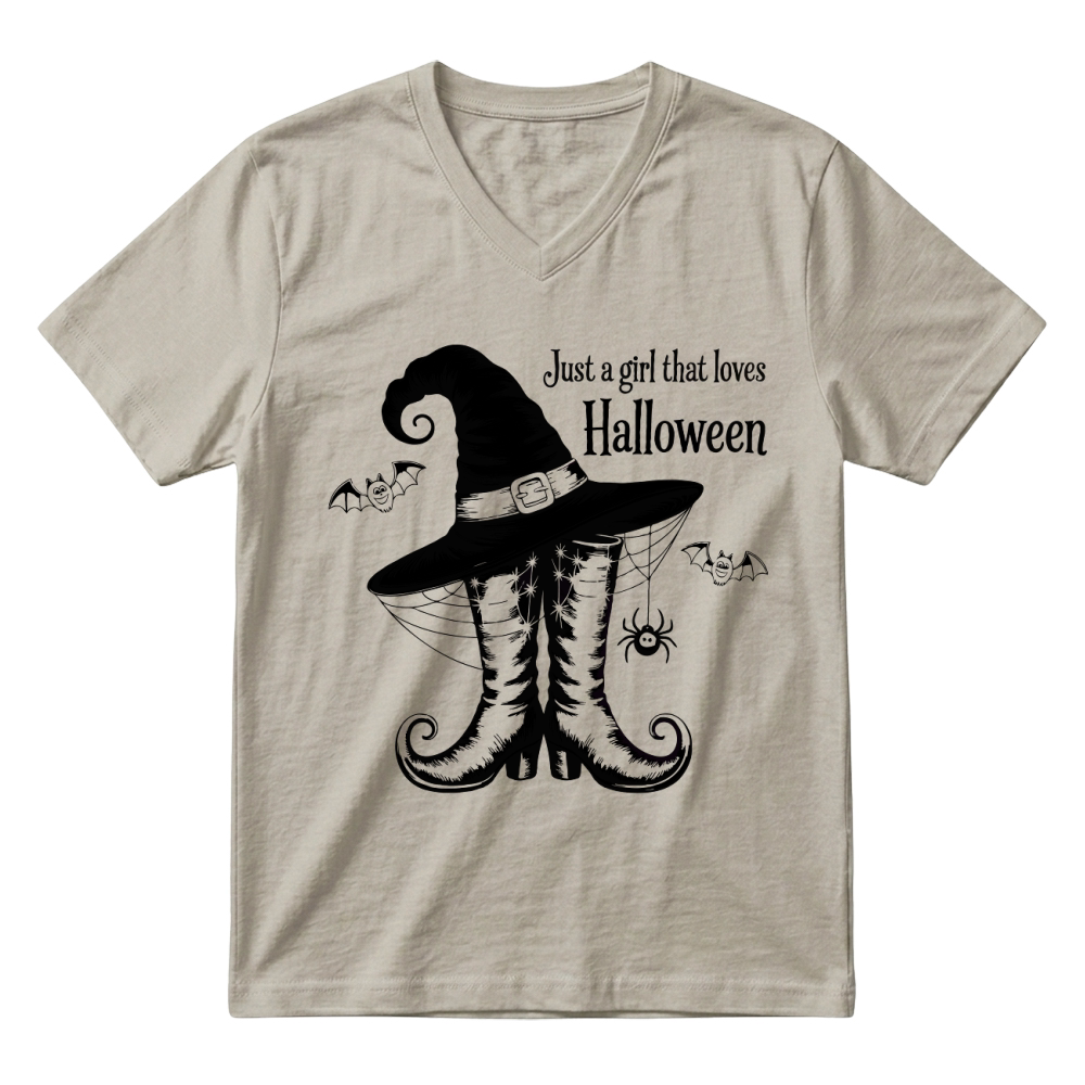 Product A girl that love halloween V-Neck T-shirt