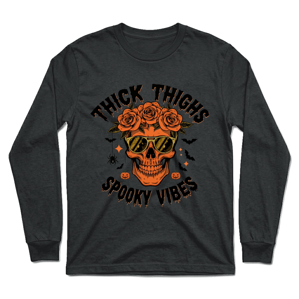 Product thick thighs spooky vibes halloween Unisex Longsleeve