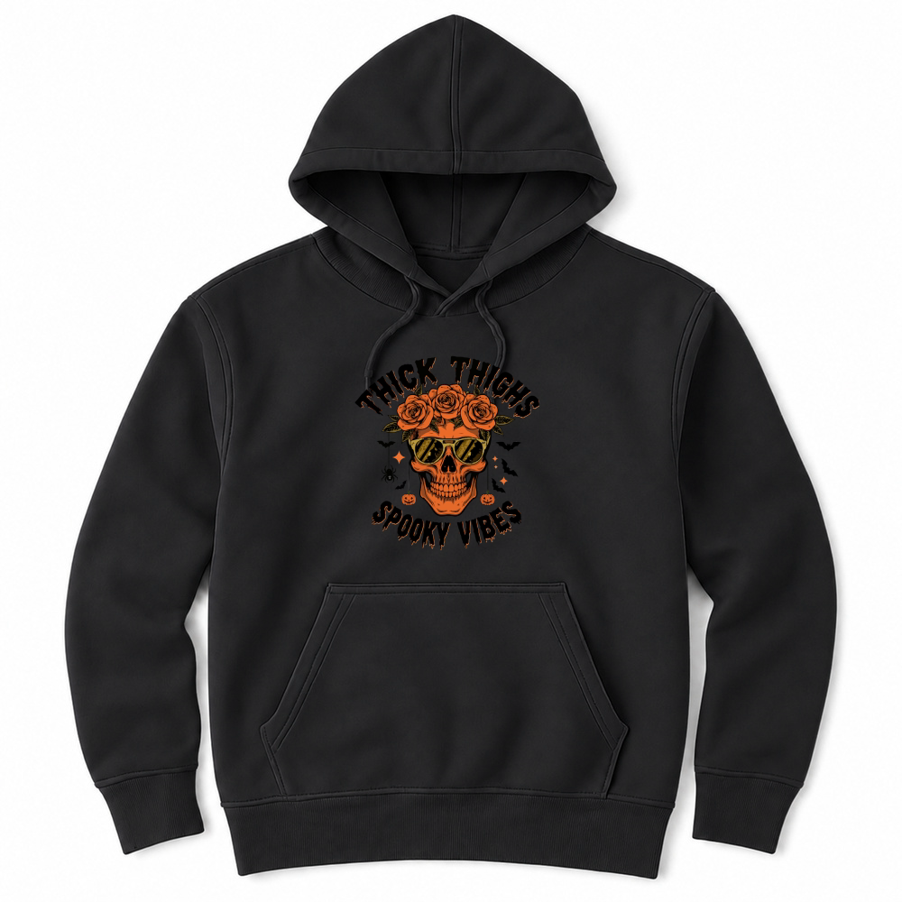 Product thick thighs spooky vibes halloween Unisex Hoodie