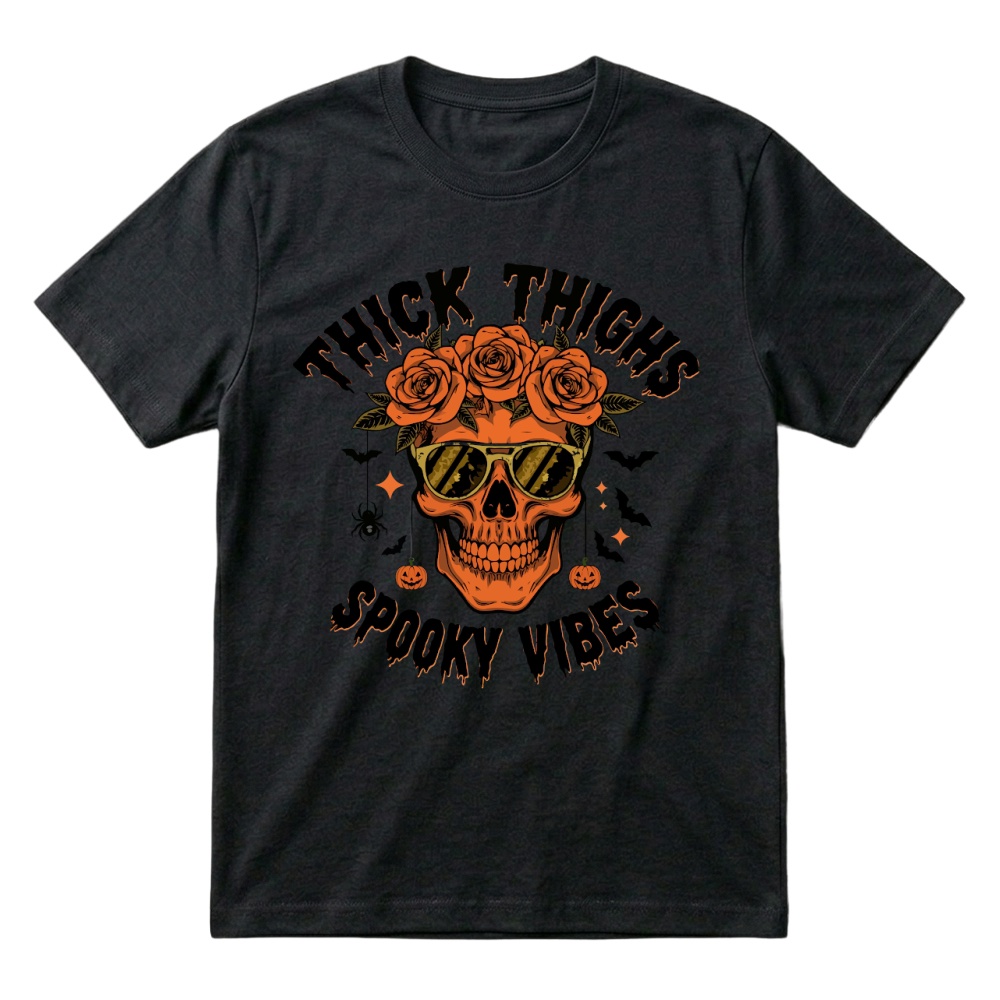Product thick thighs spooky vibes halloween T-Shirt