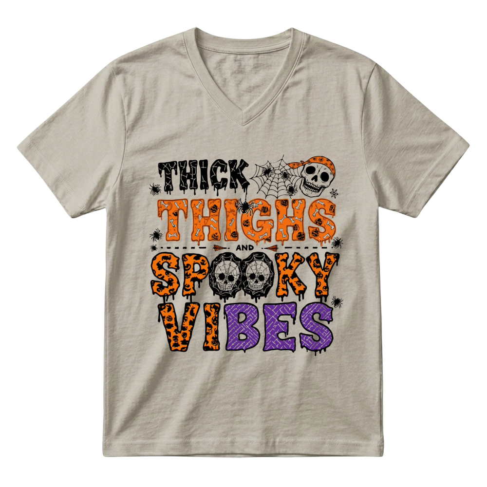 Product thick thichs and spooky vibes halloween V-Neck T-shirt