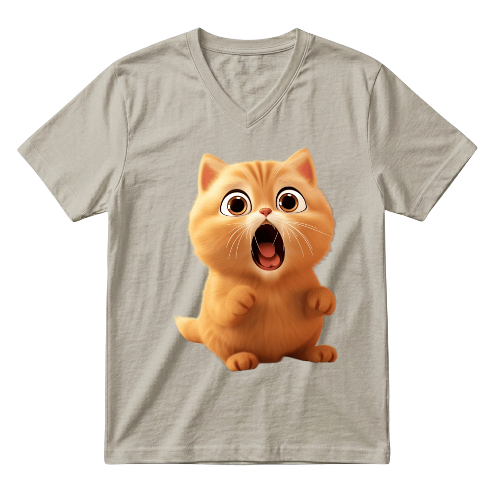 Product cat ginger cute kitten cartoon V-Neck T-shirt