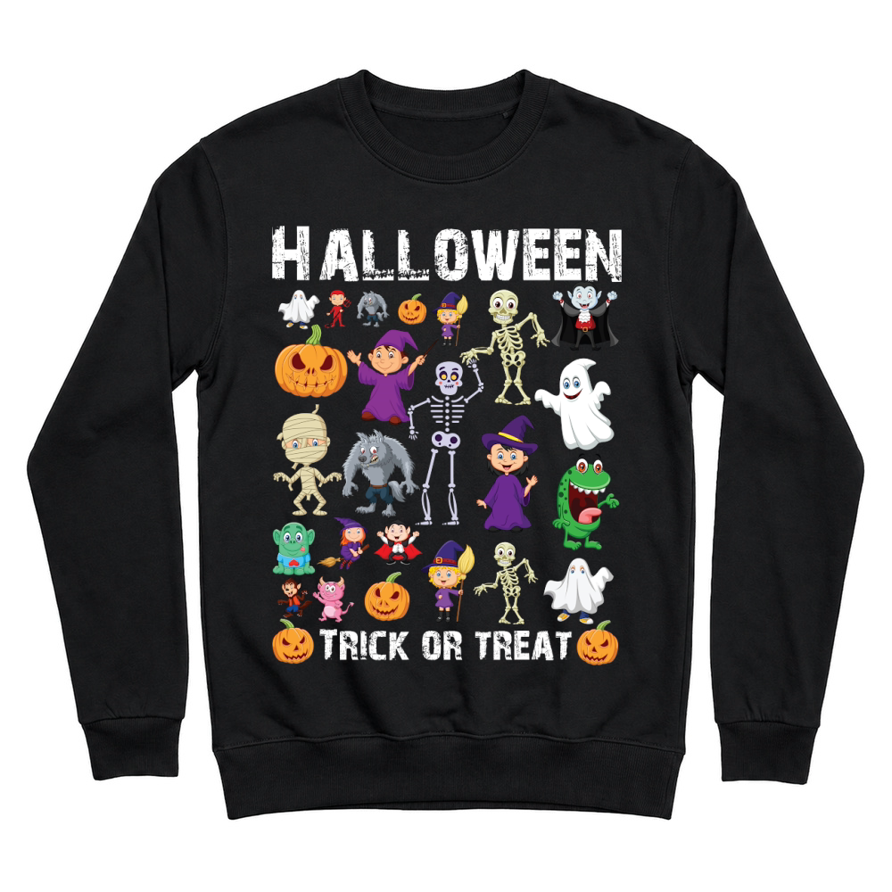 Product halloween trick or treat funny cartoon Unisex Sweatshirt