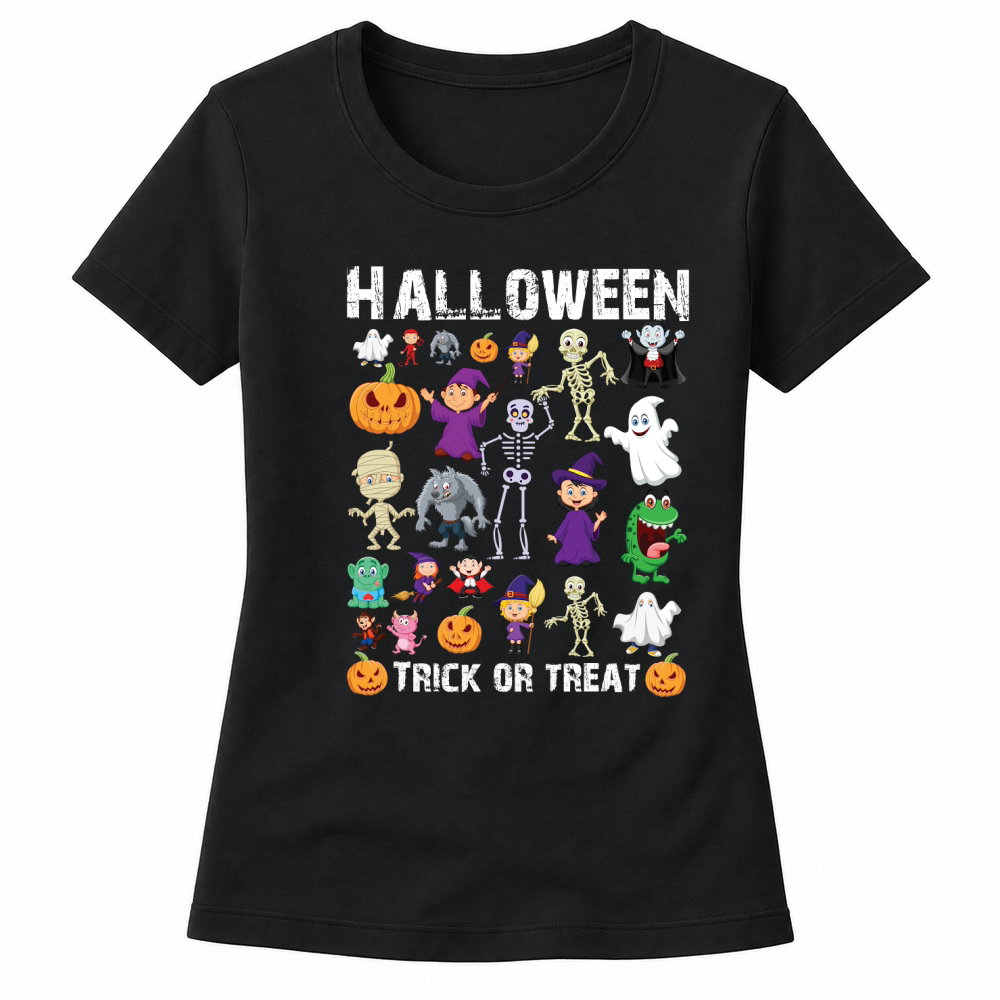 Product halloween trick or treat funny cartoon Women's T-shirts