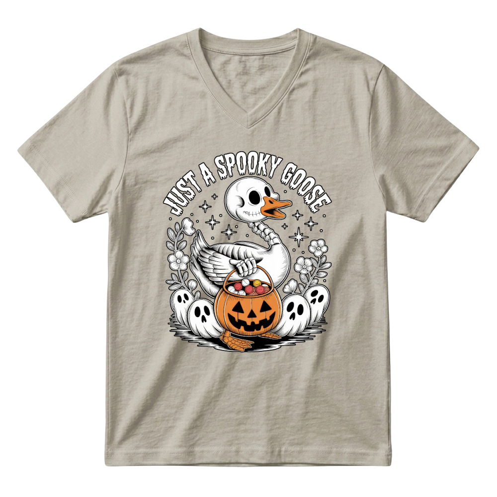 Product just a spooky goose halloween V-Neck T-shirt