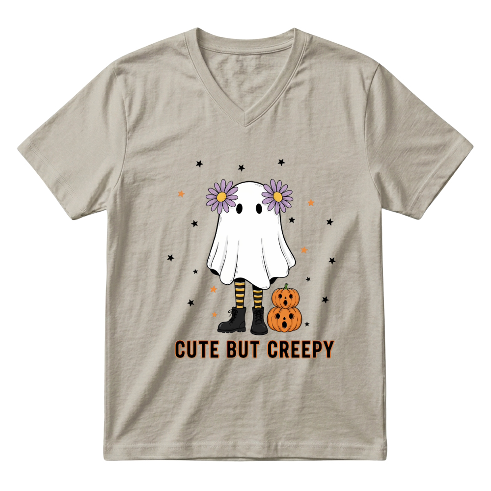 Product Spooky Halloween Retro Cute but Creepy Ghost V-Neck T-shirt