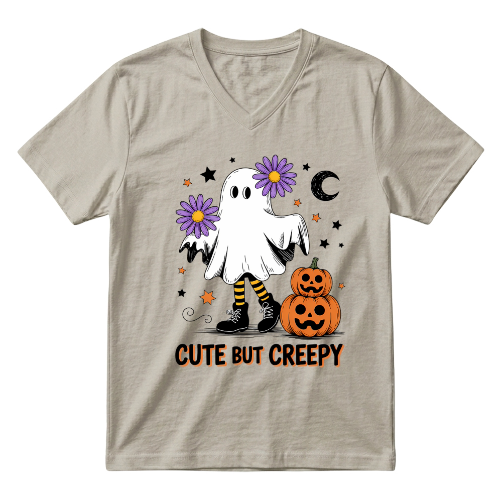 Product Spooky Halloween Retro Cute but Creepy Ghost V-Neck T-shirt