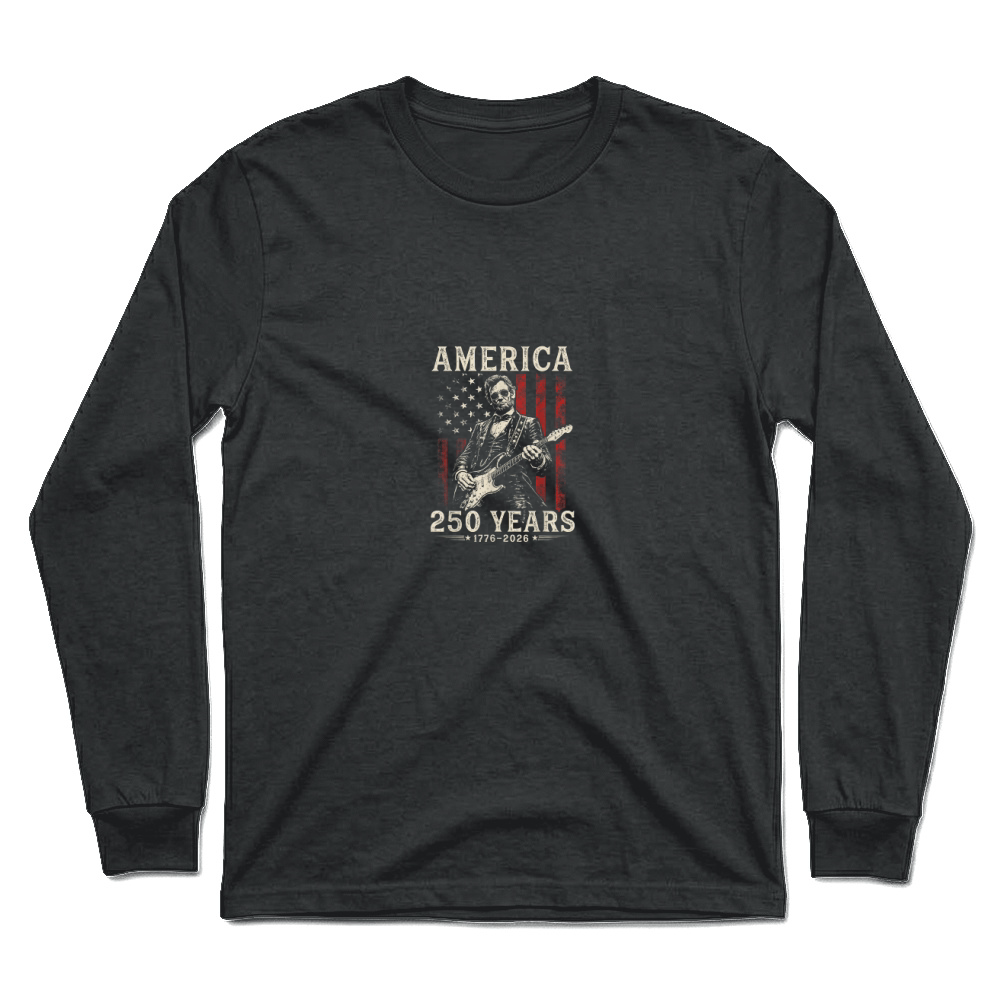 Product Vintage Abraham Lincoln Abe Lincoln Playing Guitar 250 Years T Shirt Unisex Longsleeve
