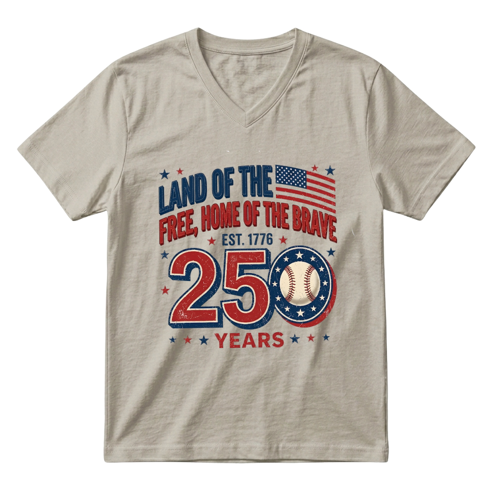 Product 250 Years Patriotic Baseball Est 1776 V-Neck T-shirt