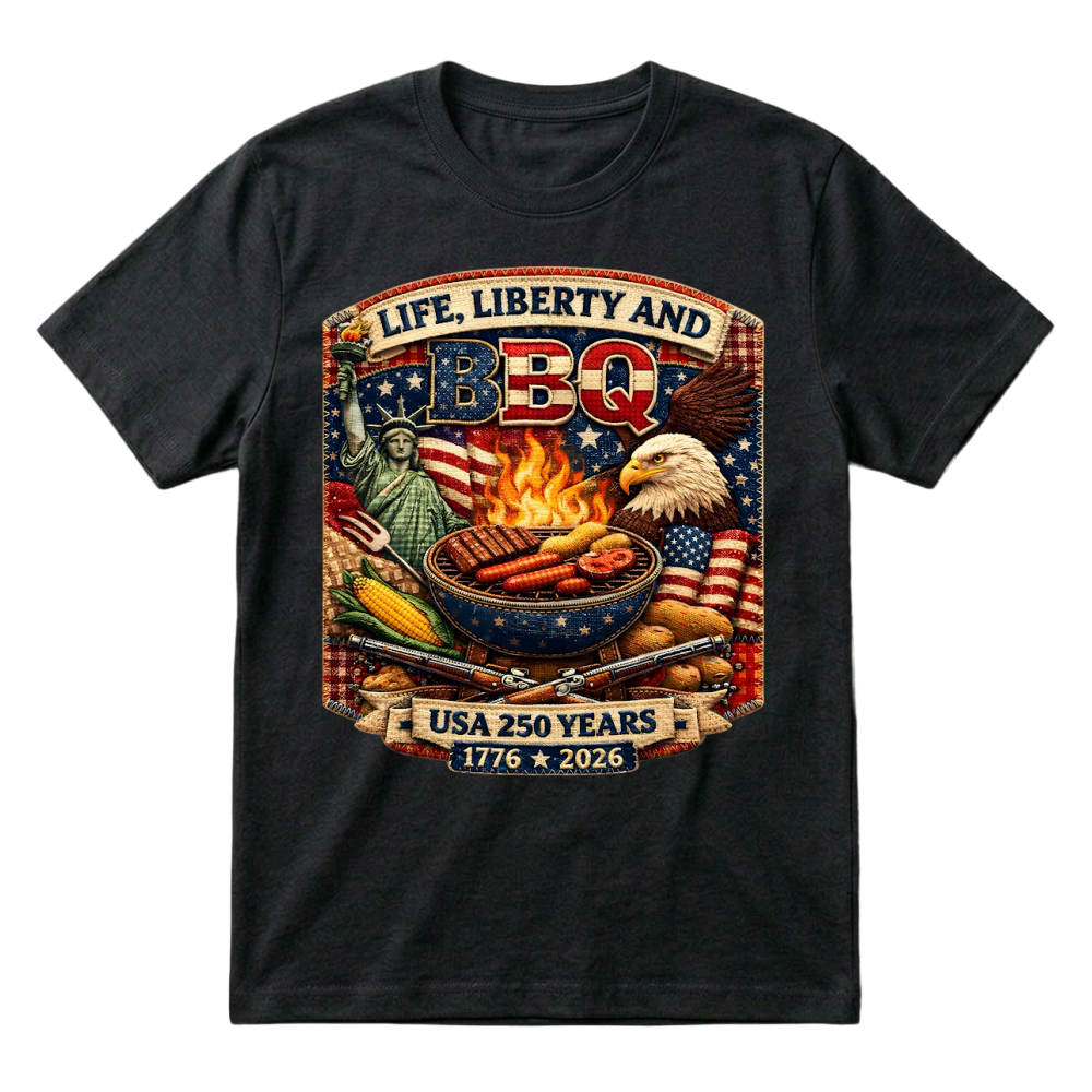 Product Patriotic 250 Years BBQ Liberty USA 1776 2026 T-Shirt