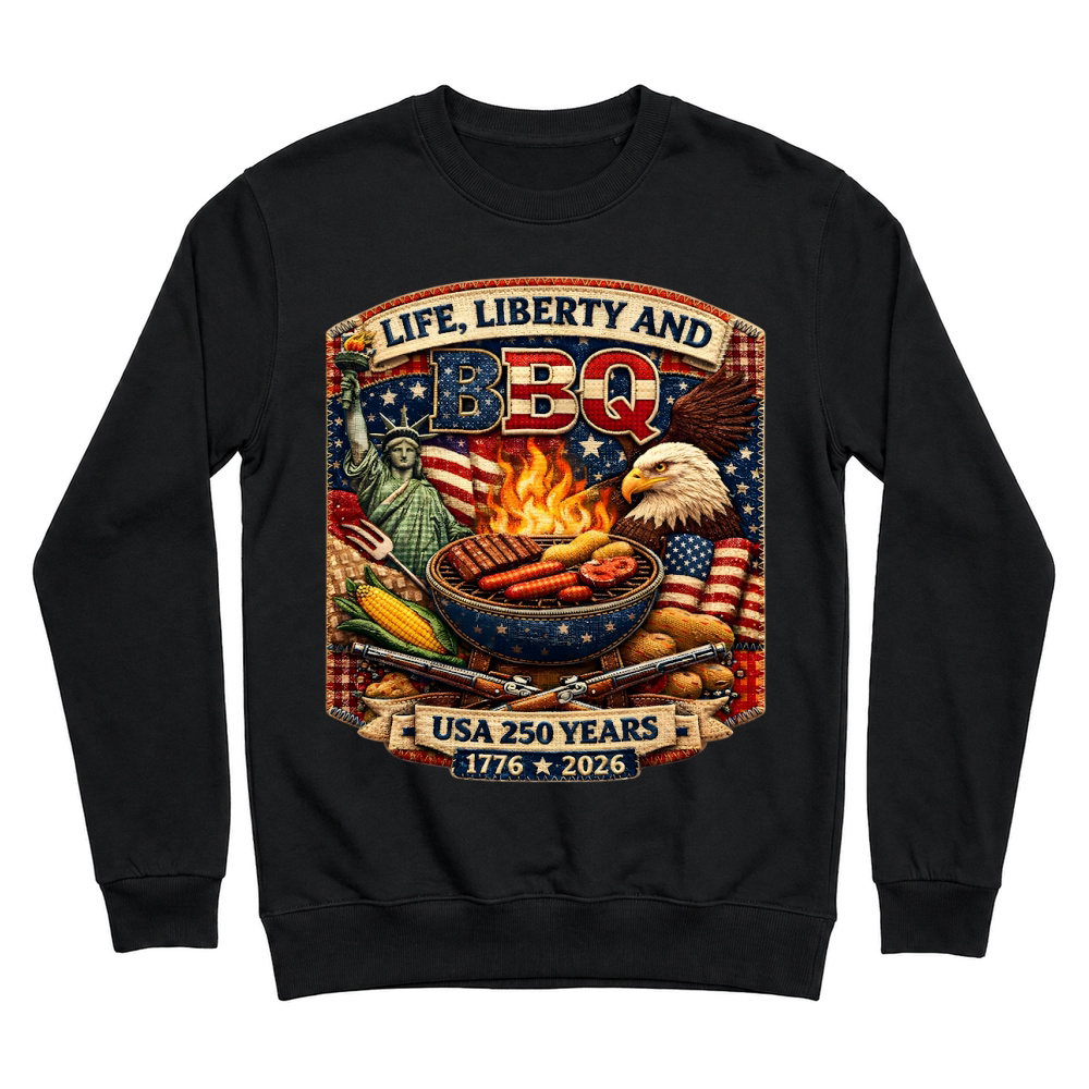 Product Patriotic 250 Years BBQ Liberty USA 1776 2026 Unisex Sweatshirt