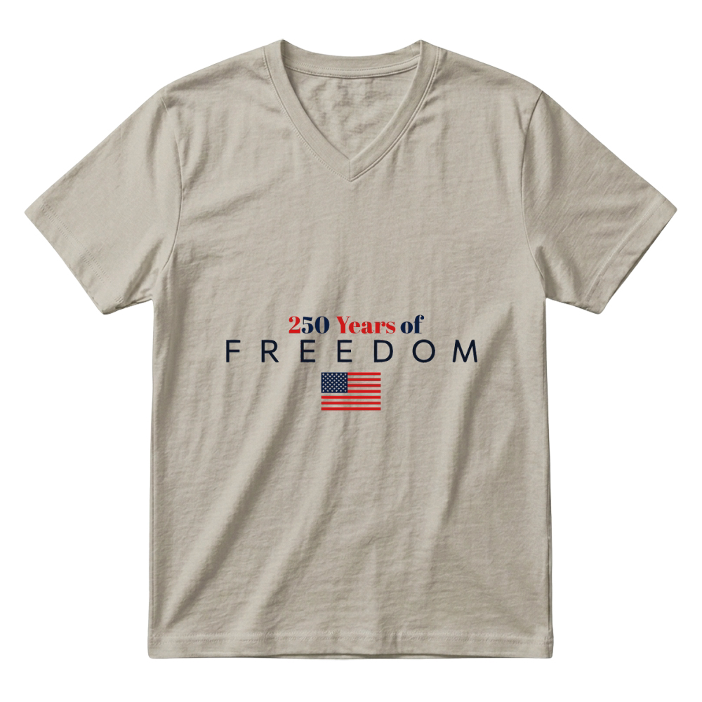 Product 250 Years of Freedom American Flag V-Neck T-shirt