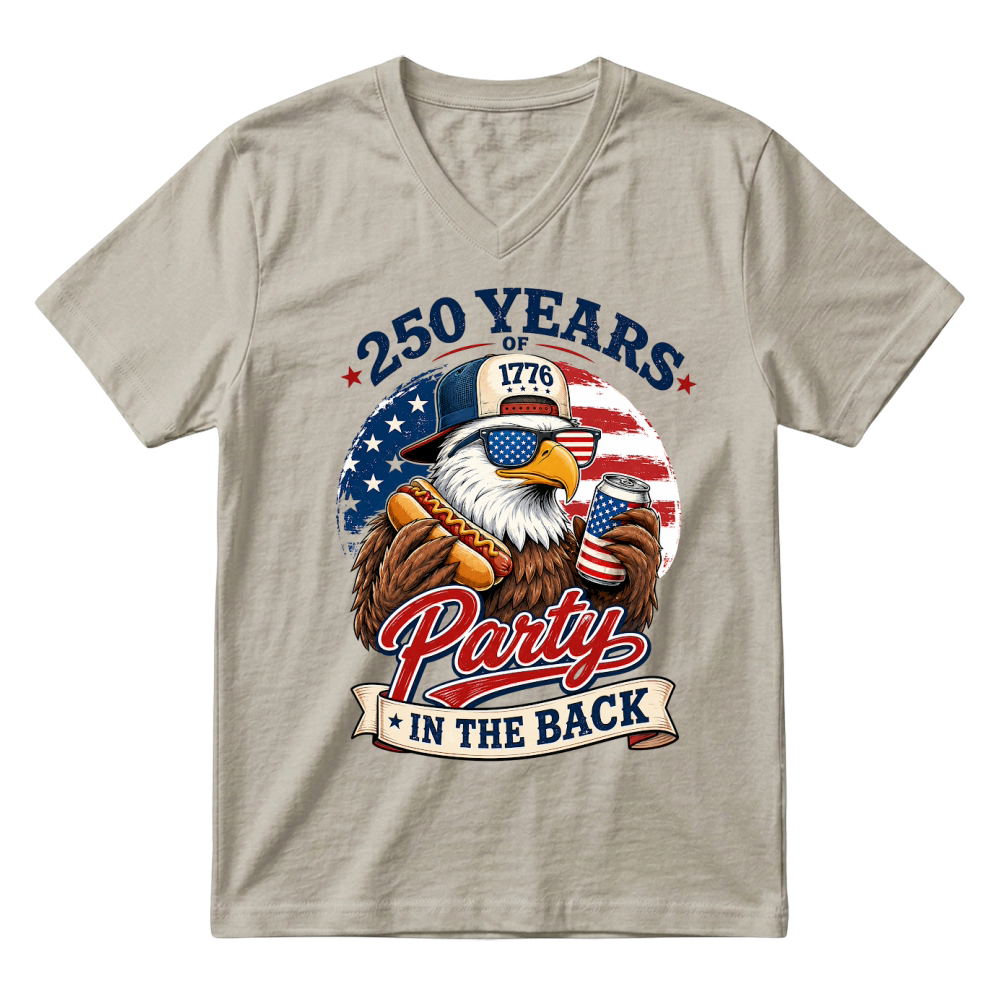 Product 250 Years Patriotic Eagle Party In The Back V-Neck T-shirt