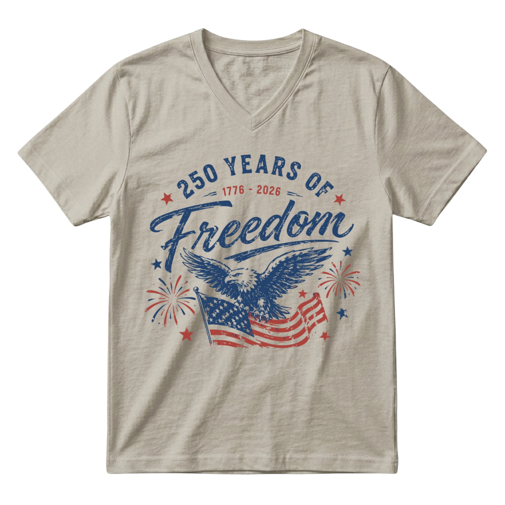 Product USA 250 Years of Freedom Eagle 1776 2026 V-Neck T-shirt