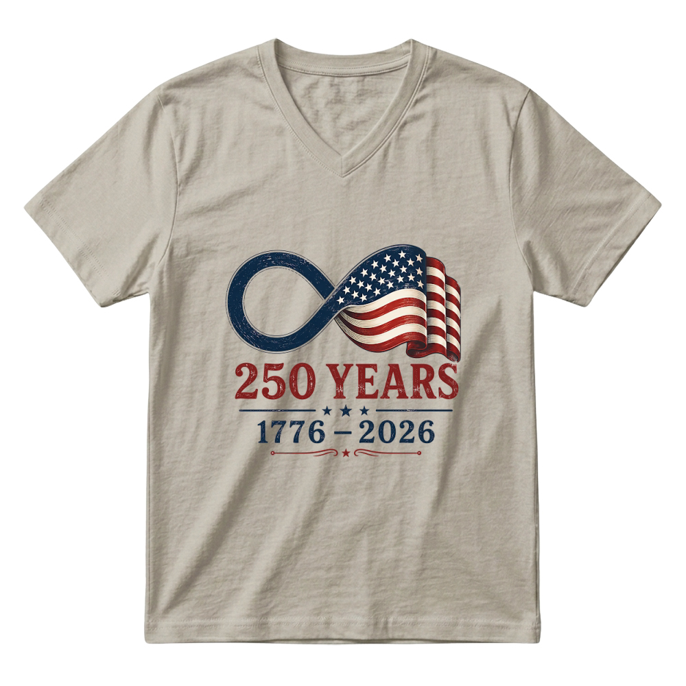 Product USA 250 Years Flag 1776 2026 V-Neck T-shirt