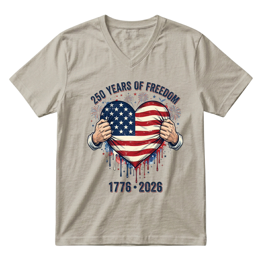 Product 250 Years of Freedom Patriotic 1776 2026 V-Neck T-shirt