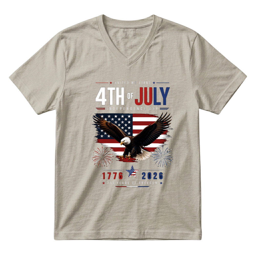 Product United We Stand 4th Of July Independence Day 1776 2026 250 Years Freedom V-Neck T-shirt