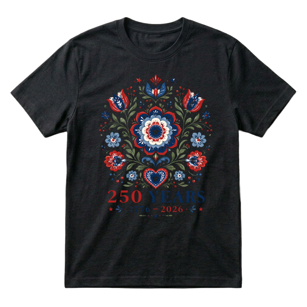Product USA 250 Years 4th of July 1776 2026 Flowers T-Shirt