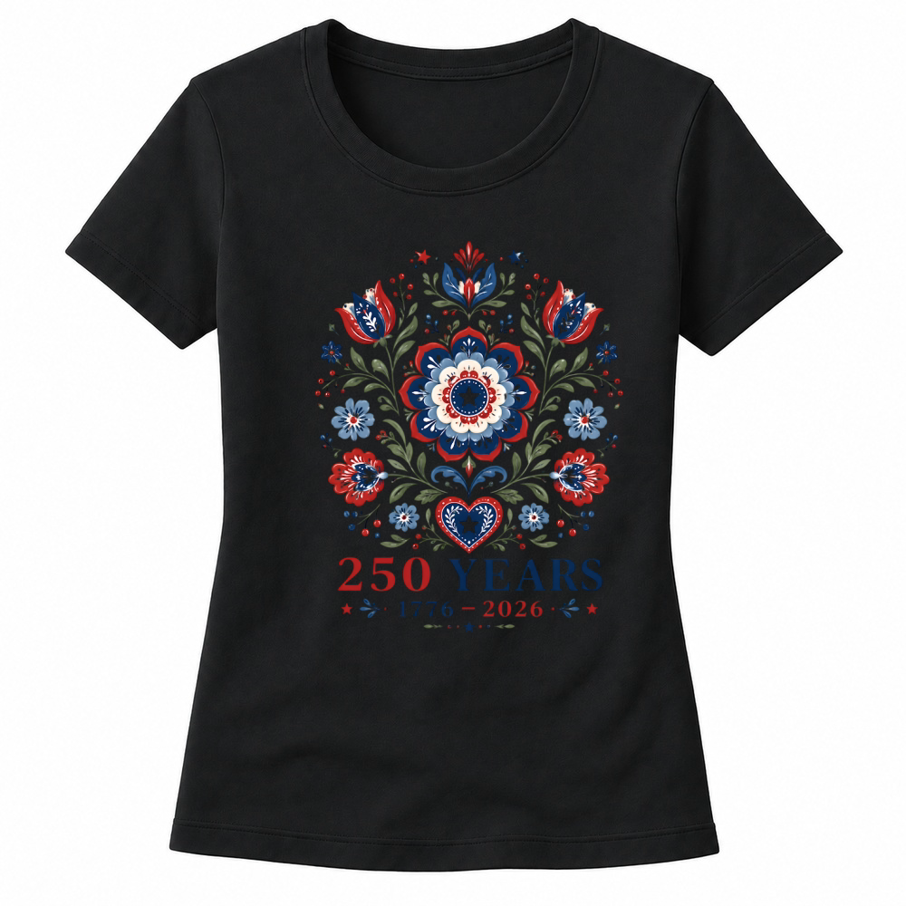 Product USA 250 Years 4th of July 1776 2026 Flowers Women's T-shirts