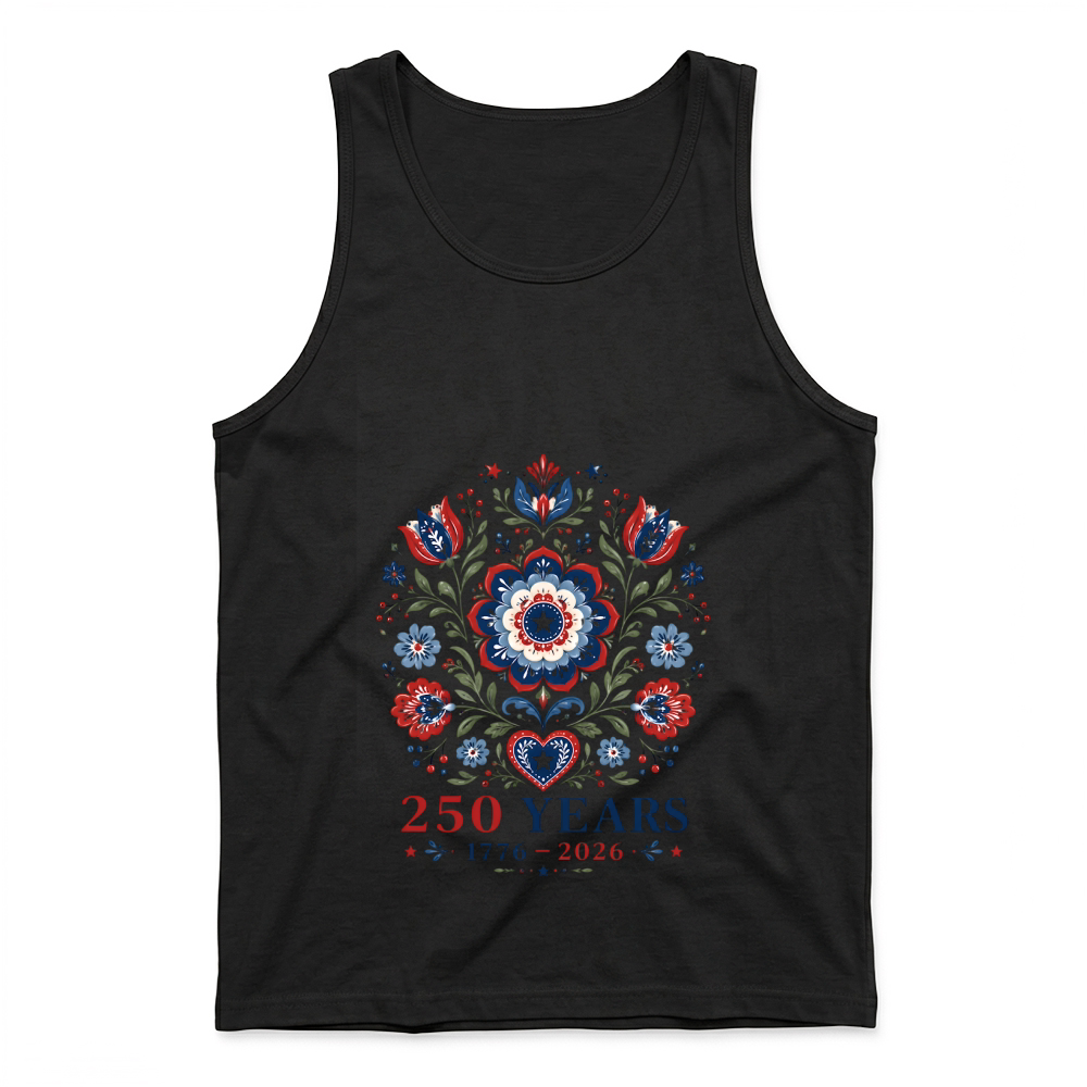 Product USA 250 Years 4th of July 1776 2026 Flowers Tank Top