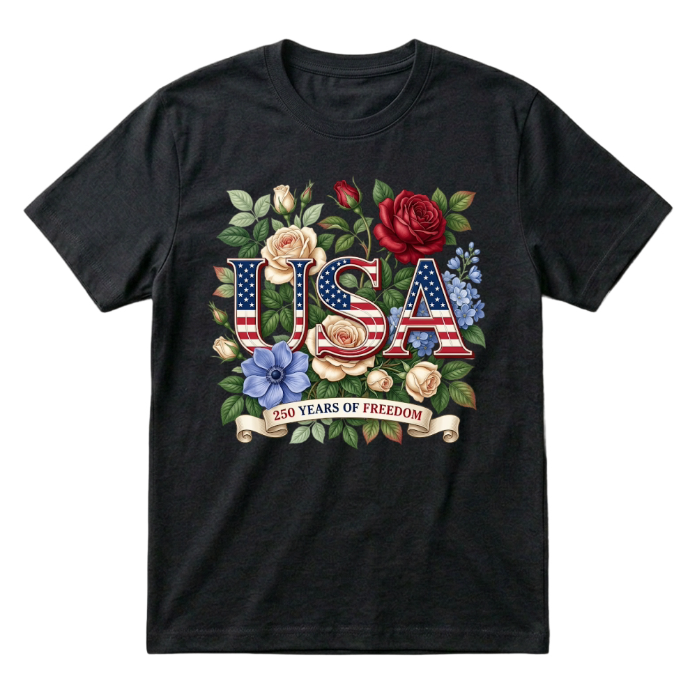 Product USA 250 Years Of Freedom Patriotic Roses T-Shirt
