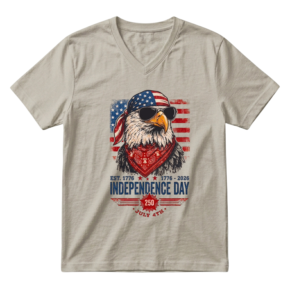 Product 250 Years of American Independence July 4th V-Neck T-shirt