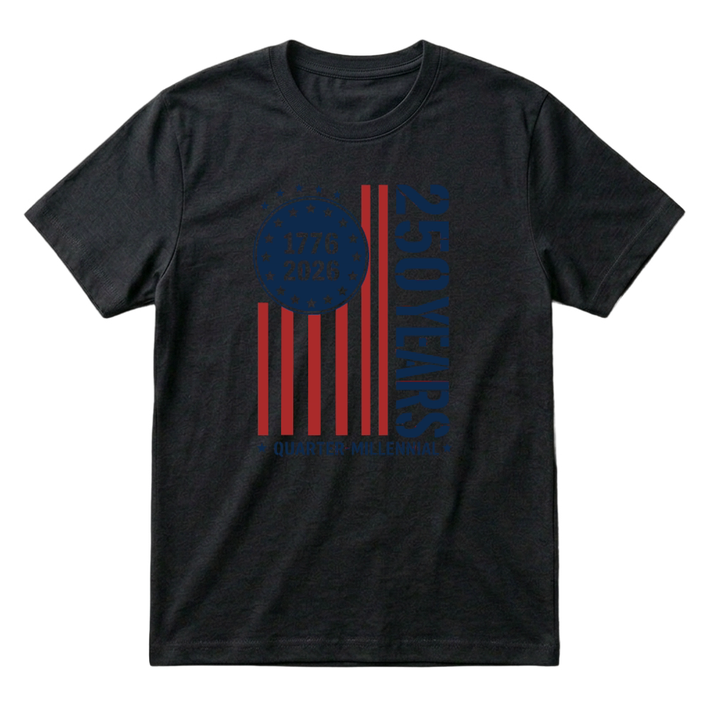 Product Quarter Millennial 250 Years America 1776 2026 T-Shirt