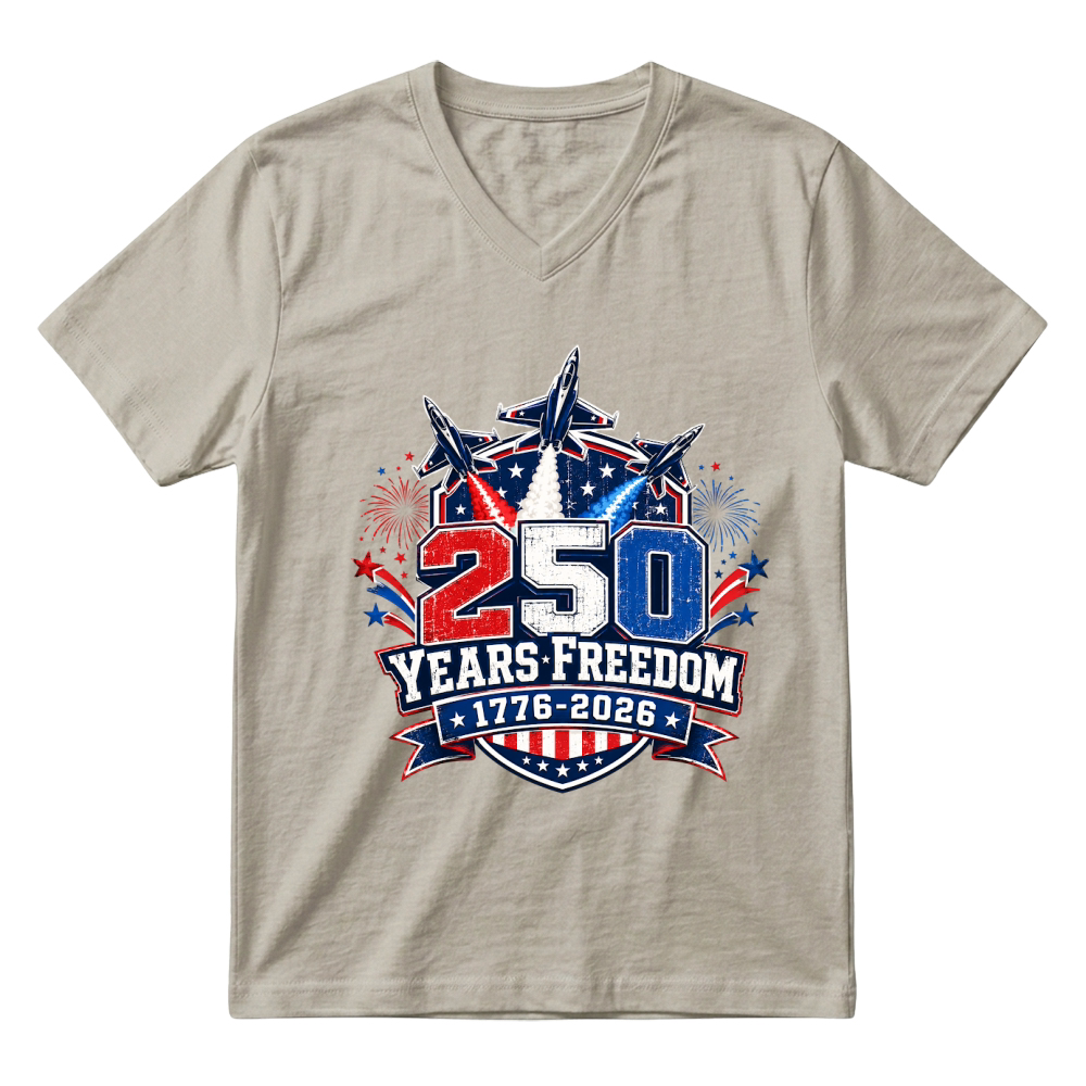 Product 250 Years Freedom USA 4th of July V-Neck T-shirt