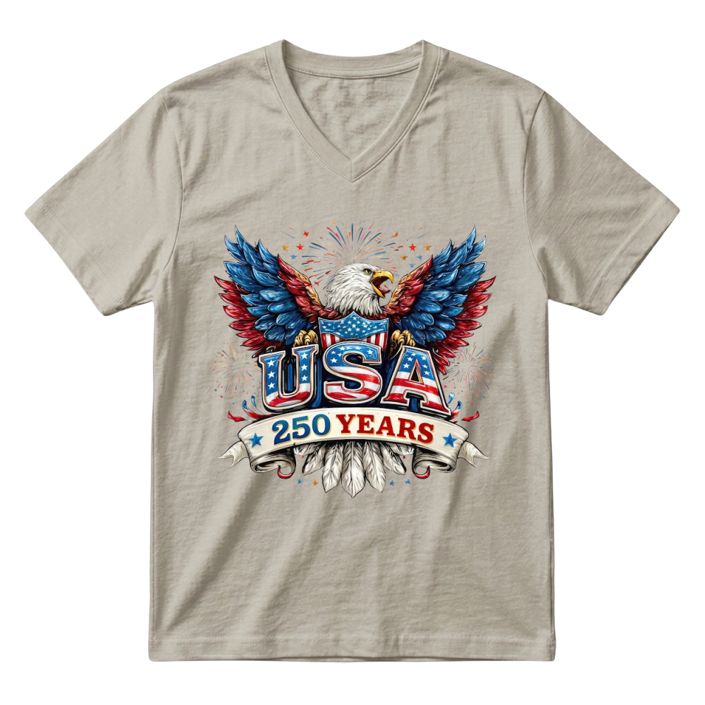 Product USA 250 Years Eagle Firework V-Neck T-shirt