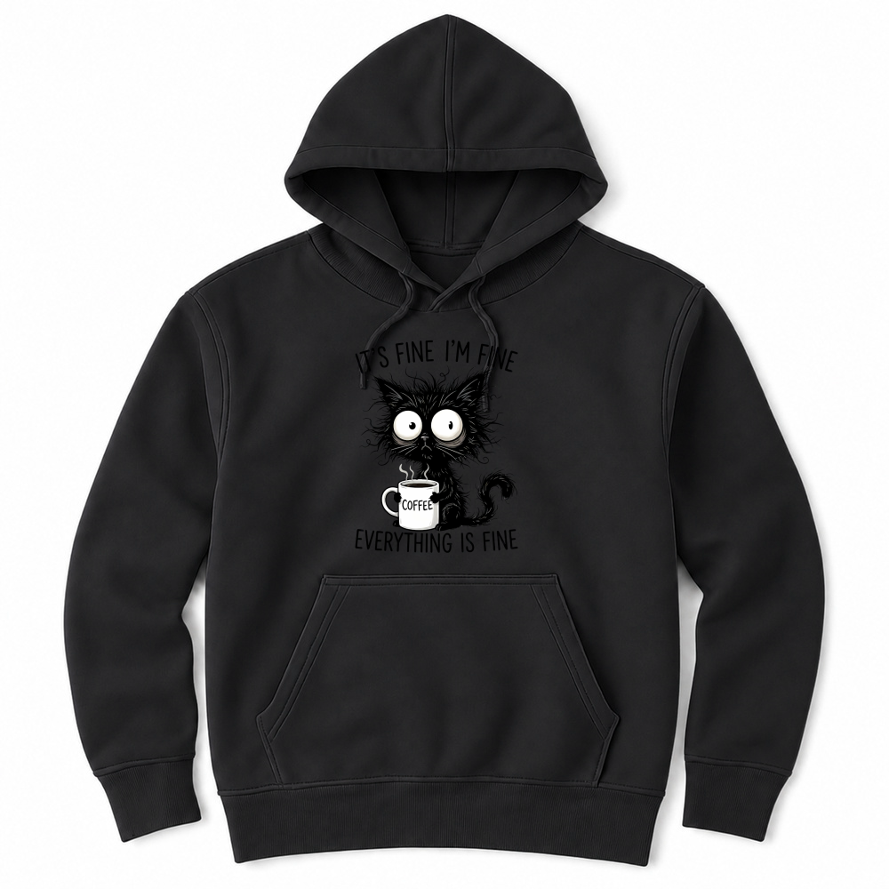 Product It's Fine Funny Coffee Cat Unisex Hoodie