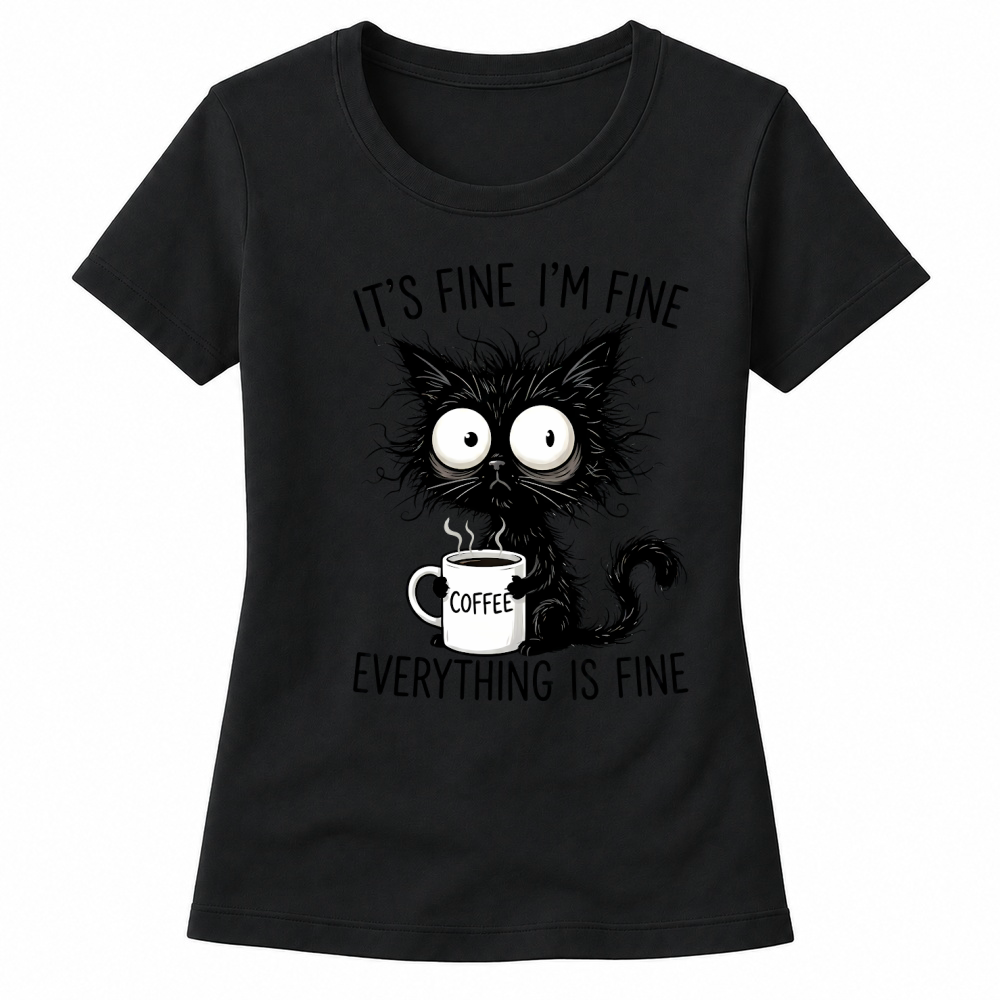 Product It's Fine Funny Coffee Cat Women's T-shirts