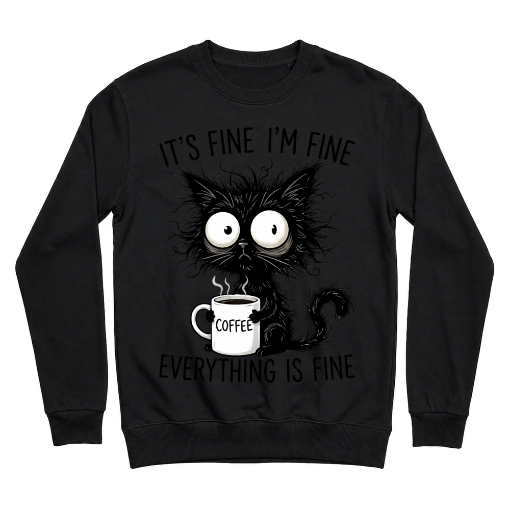 Product It's Fine Funny Coffee Cat Unisex Sweatshirt