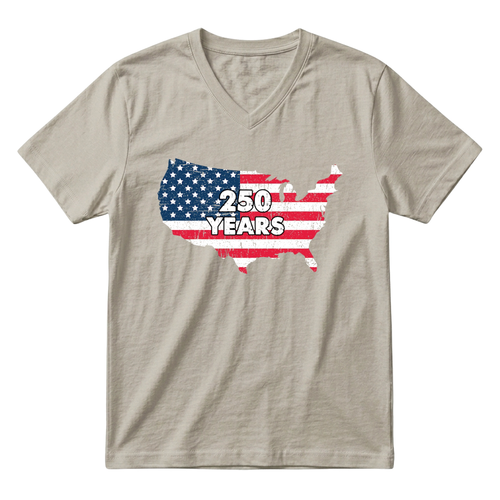 Product USA 250 Years Distressed Flag V-Neck T-shirt