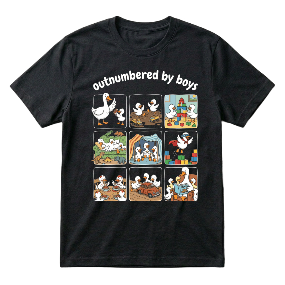 Product Outnumbered by Boys Duck Funny Mom T-Shirt