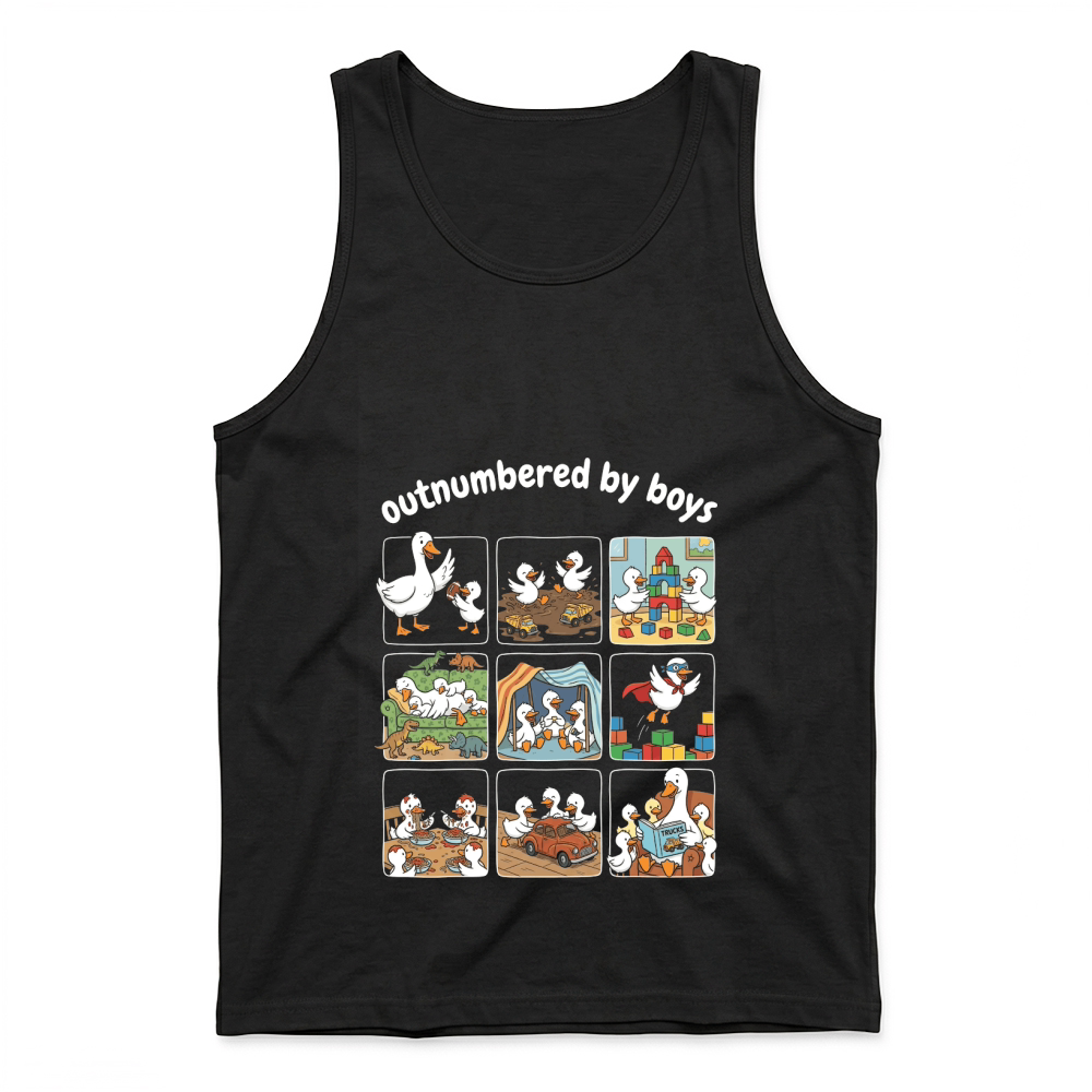 Product Outnumbered by Boys Duck Funny Mom Tank Top