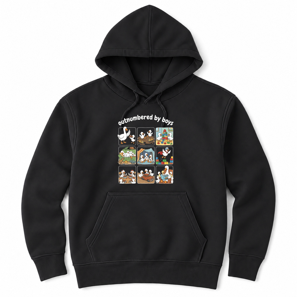 Product Outnumbered by Boys Duck Funny Mom Unisex Hoodie