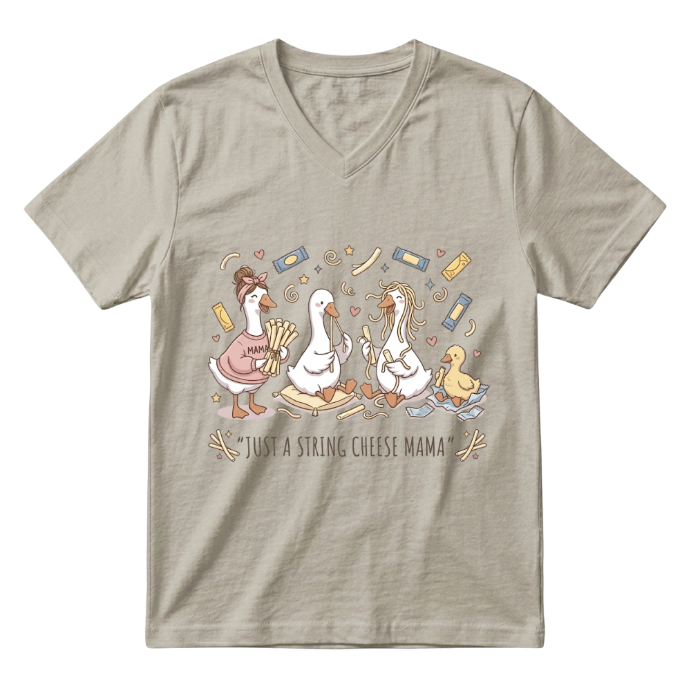 Product Just a String Cheese Mama Funny Goose Mothers Day V-Neck T-shirt