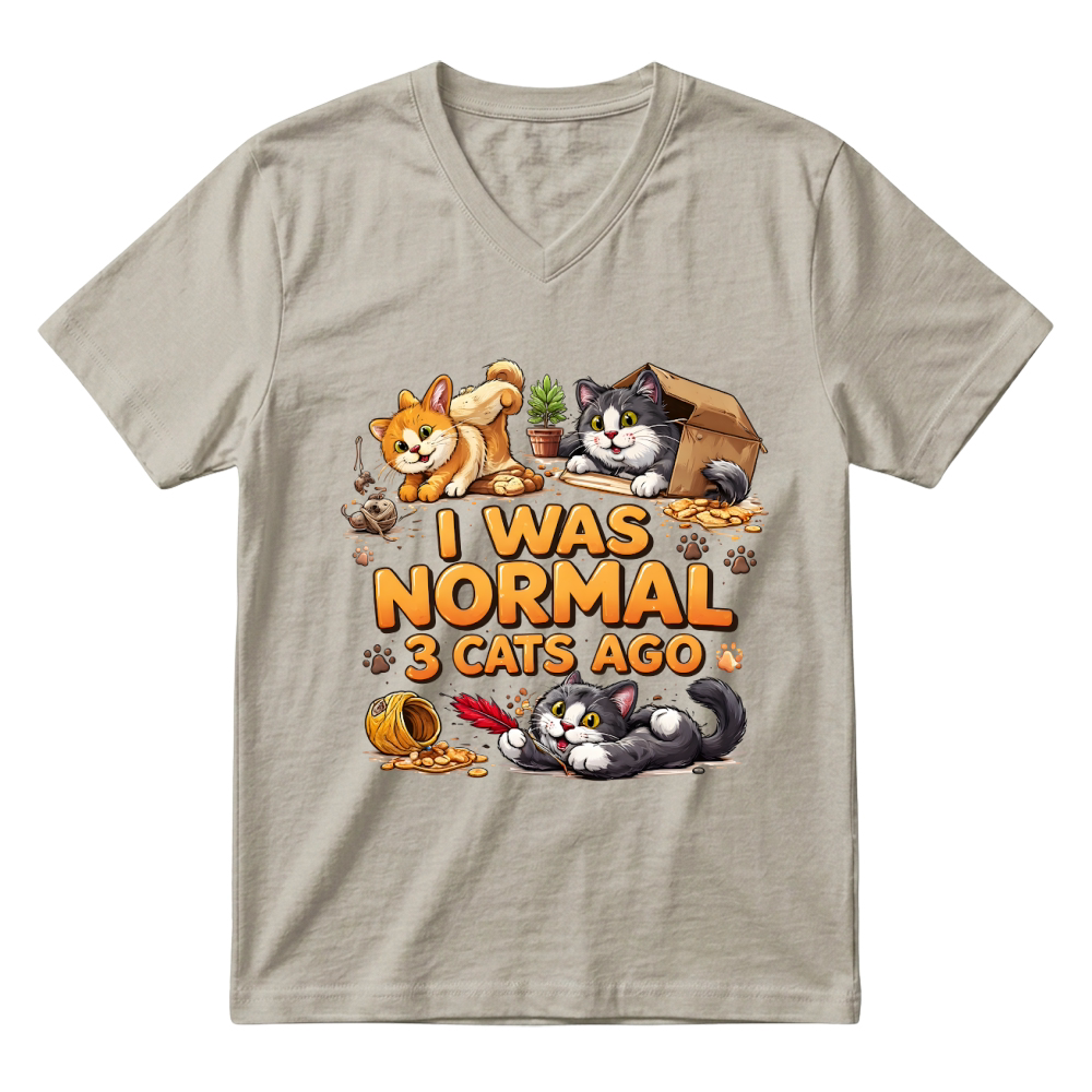 Product I Was Normal 3 Cats Ago Funny Cat Lover V-Neck T-shirt