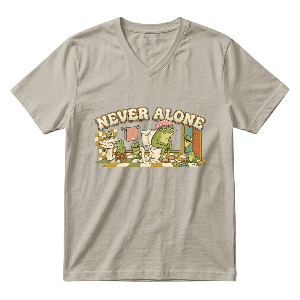 Product Never Alone Frog Mom Funny Mothers Day V-Neck T-shirt