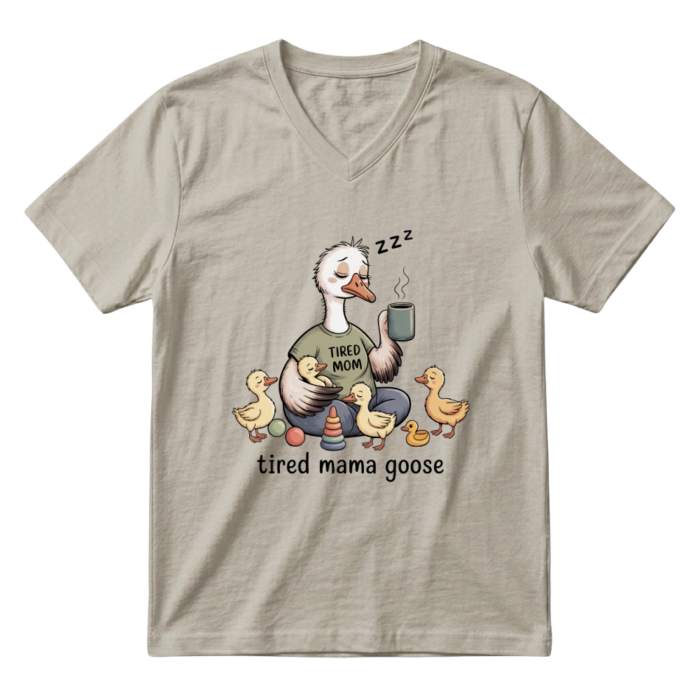 Product Tired Mama Goose Funny Mom Life V-Neck T-shirt