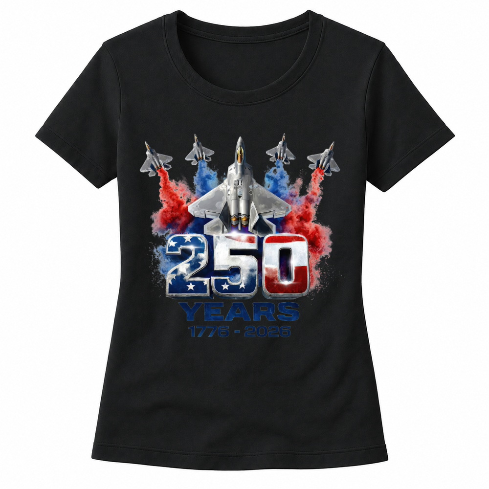 Product 4th of July Fighter Jet 250 Years 1776 2026 Women's T-shirts